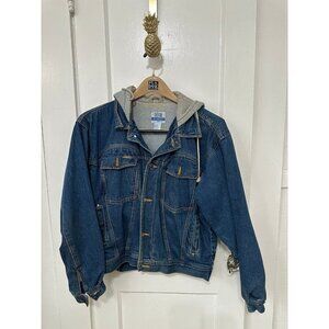 Express Denim men’s size medium blue jean jacket with hood